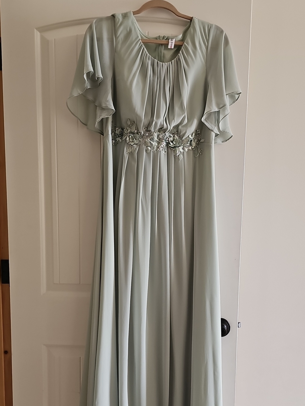 Ever Pretty Sage Green Floral Applique Chiffon Wedding Dress